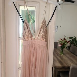 Forever 21 Sequin Blush Backless Dress